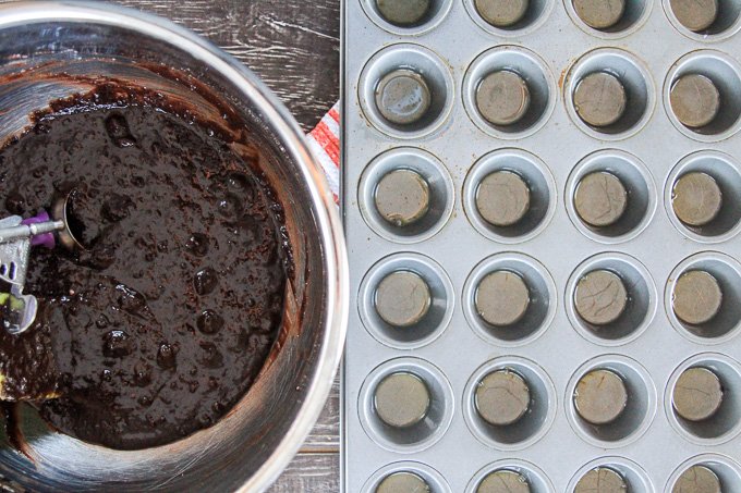Baking brownies in a mini muffin tin