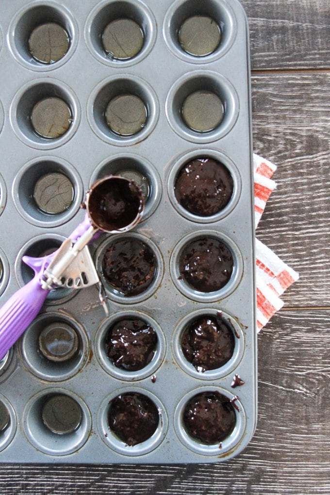 Use a cookie dough scoop for brownie mix