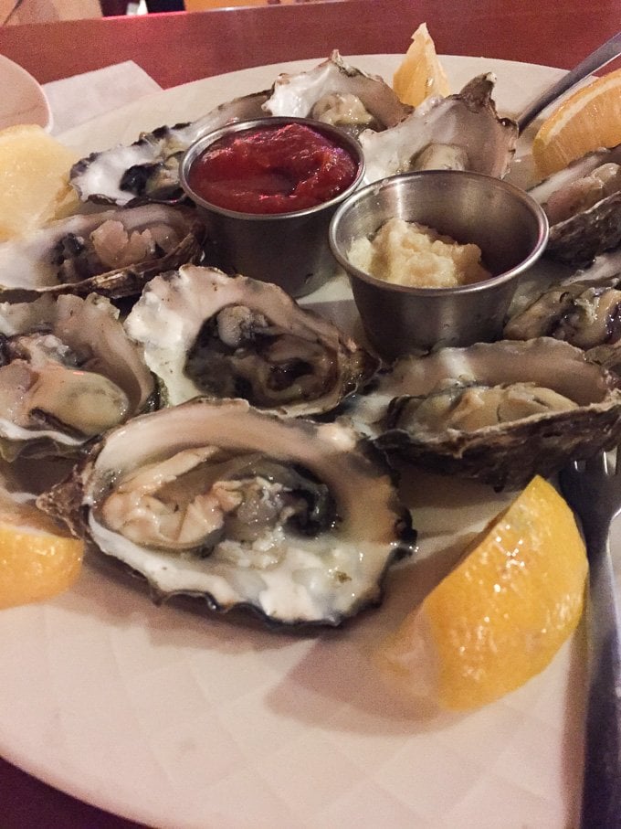 Fresh oysters at Escape Fish Bar in the Gaslamp area - Christmas Eve