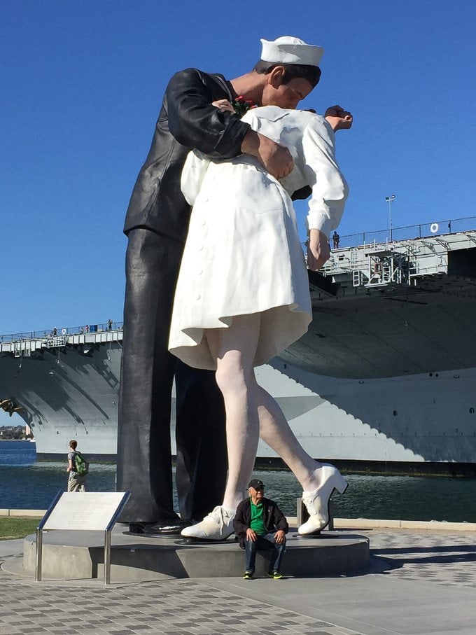 Saw the famous Naval Officer kissing the Nurse statue in front of a Navy ship.