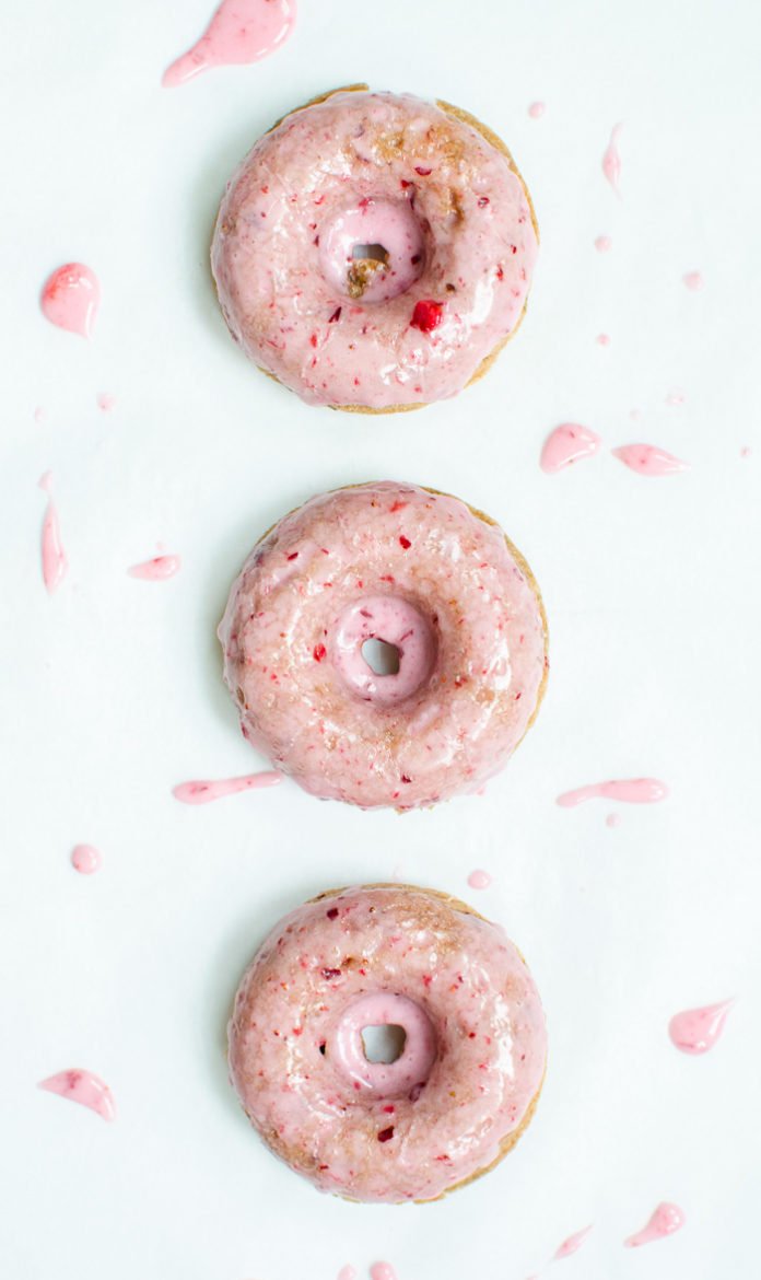 Cherry Berry Baked Donuts - easier and healthier donuts at home! These are so light and fluffy - the summer fruits add such a fresh flavor to the batter and glaze.