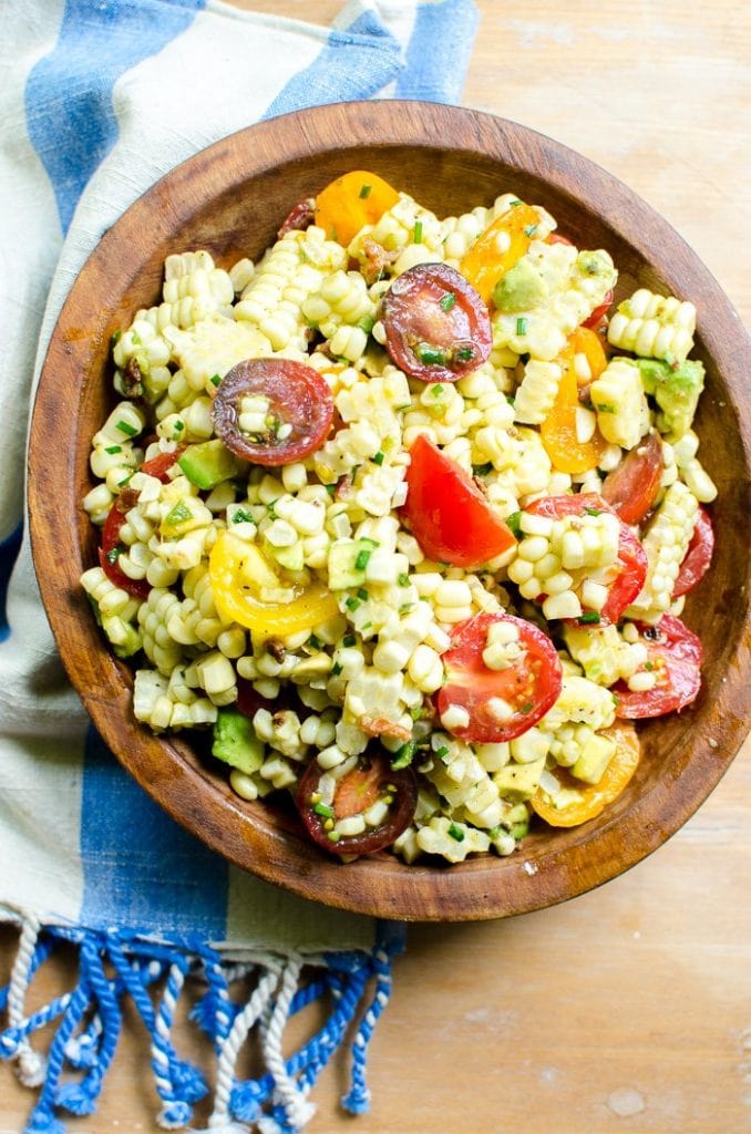 Roasted corn and summer tomato salad is perfect for summer cookouts, grilling parties or potlucks!