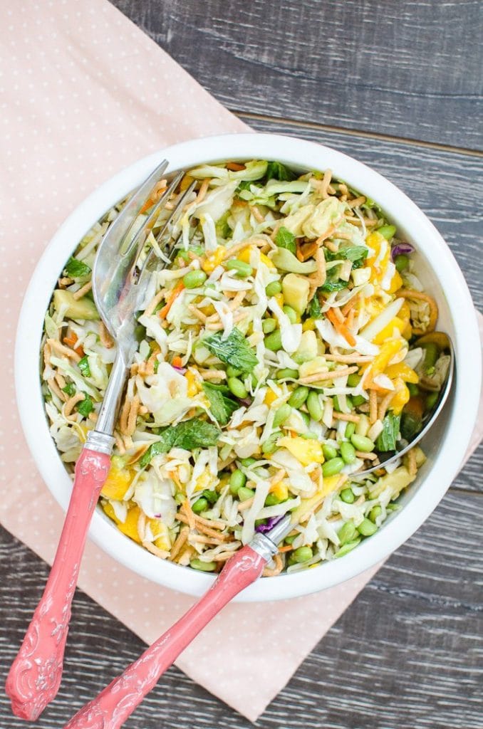 Overhead view of the Chow Mein Chopped Salad. 