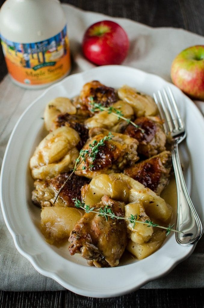 Maple Ginger Chicken Thighs are the ultimate fall comfort food and a great dish to gather around for a cozy Sunday supper at home. #sweetcayenne