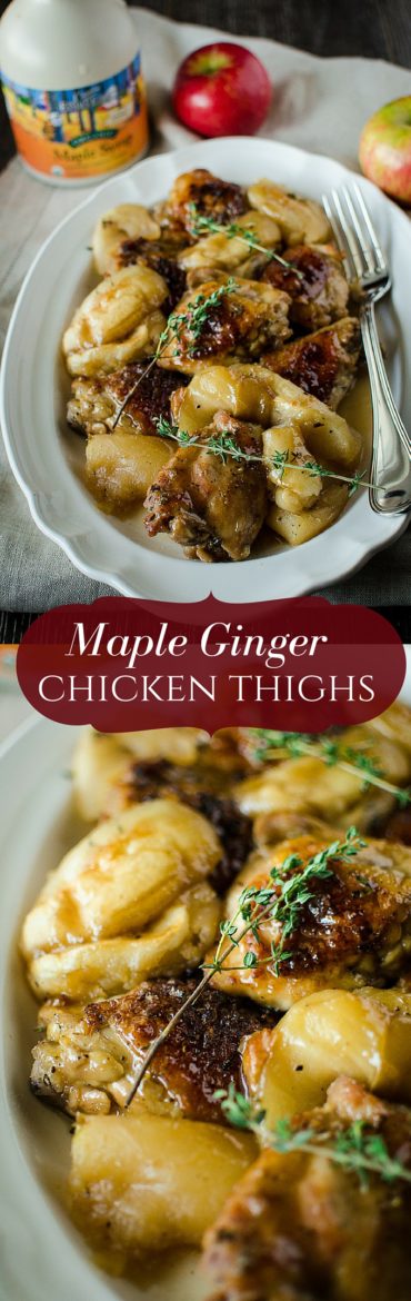 Maple Ginger Chicken Thighs are the ultimate fall comfort food and a great dish to gather around for a cozy Sunday supper at home. #sweetcayenne