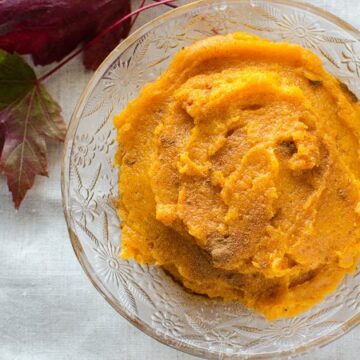 A plate with whipped maple butternut squash