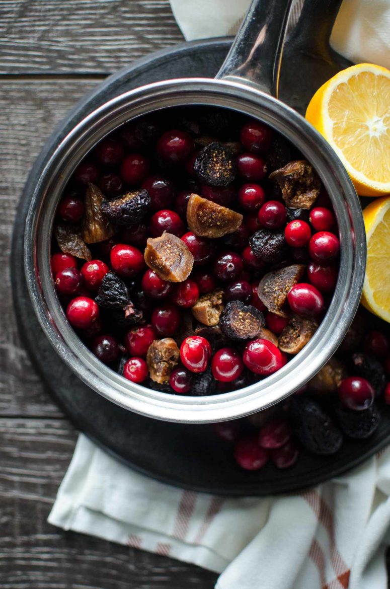 Fig and Cranberry Compote is an EASY sauce that you can make to serve as a spread for a cheese board, alongside roast chicken or pork loin, or on top of pancakes, waffles, or a gingerbread cake. Such a lovely condiment for the holiday season!