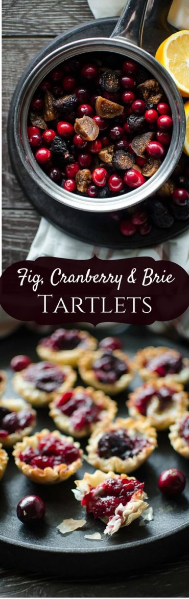 These Fig and Cranberry Brie Tarlets are SO easy to make and are perfect for a stunning, portion-controlled holiday party appetizer!