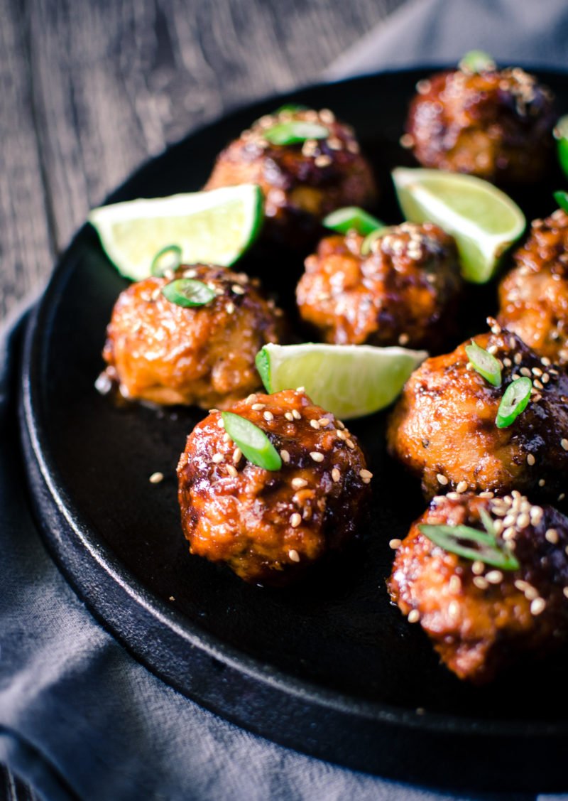 Asian BBQ Chicken Meatballs are a flavor explosion waiting to happen in your mouth! The perfect combo of sweet and savory - make these for the Super Bowl or an Oscar-watching party!