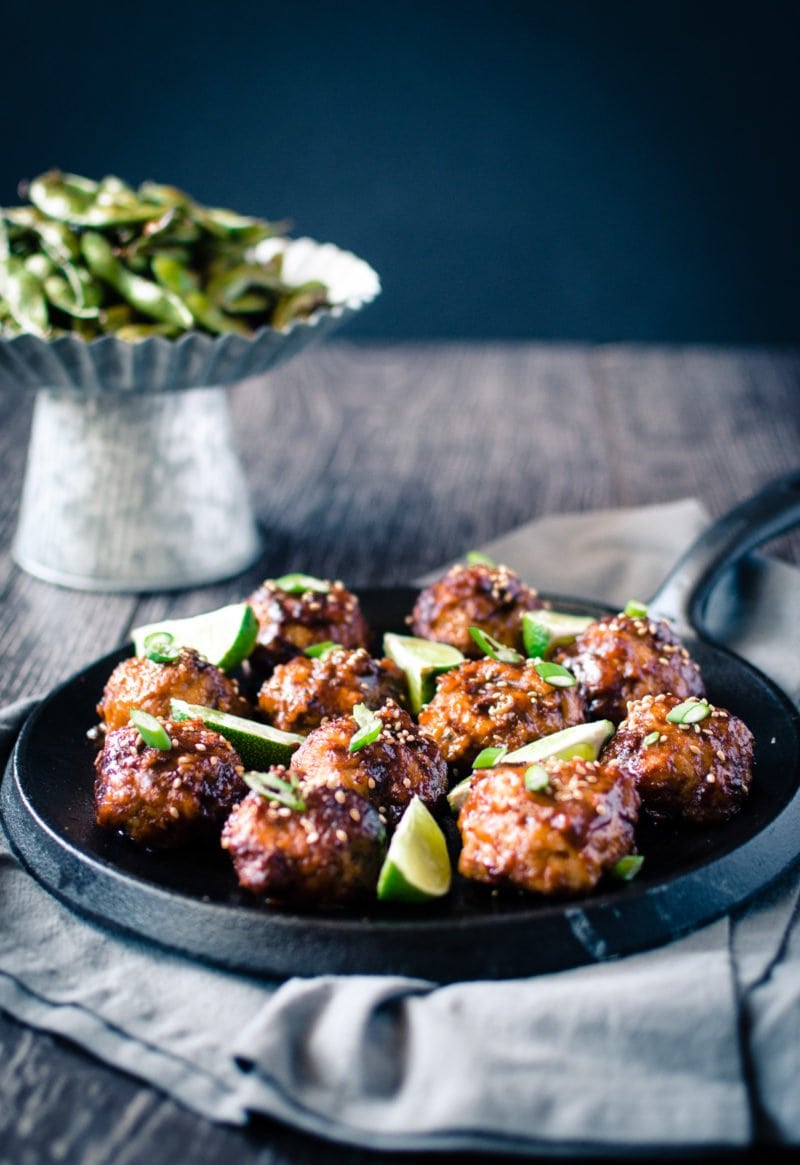 Asian BBQ Chicken Meatballs are a flavor explosion waiting to happen in your mouth! The perfect combo of sweet and savory - make these for the Super Bowl or an Oscar-watching party!