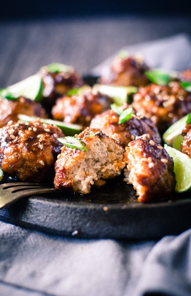 Asian BBQ Chicken Meatballs are a flavor explosion waiting to happen in your mouth! The perfect combo of sweet and savory - make these for the Super Bowl or an Oscar-watching party!