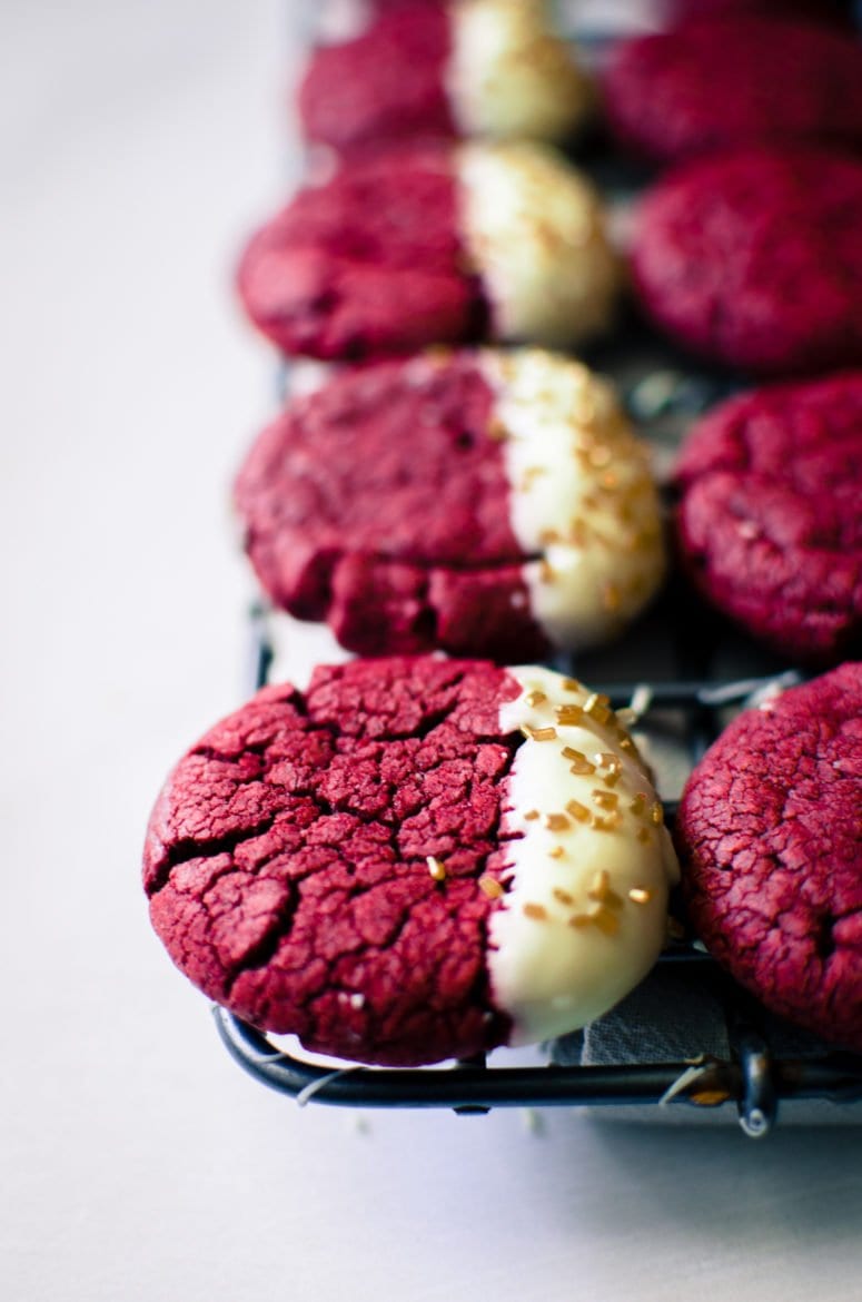 Red Velvet Sandwich Cookies are so easy to make and a great way to use a box of cake mix for a purpose other than cake! There's so many fun flavor combinations you can make with this basic recipe.