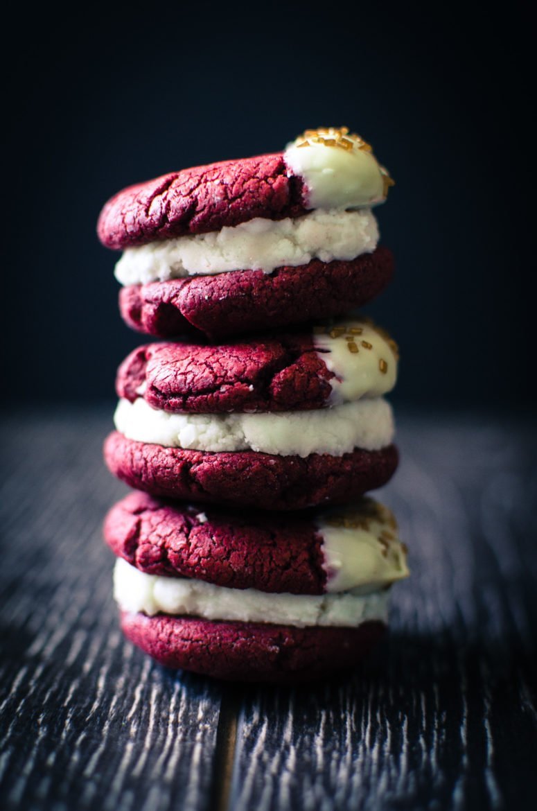 Red Velvet Sandwich Cookies are so easy to make and a great way to use a box of cake mix for a purpose other than cake! There's so many fun flavor combinations you can make with this basic recipe.