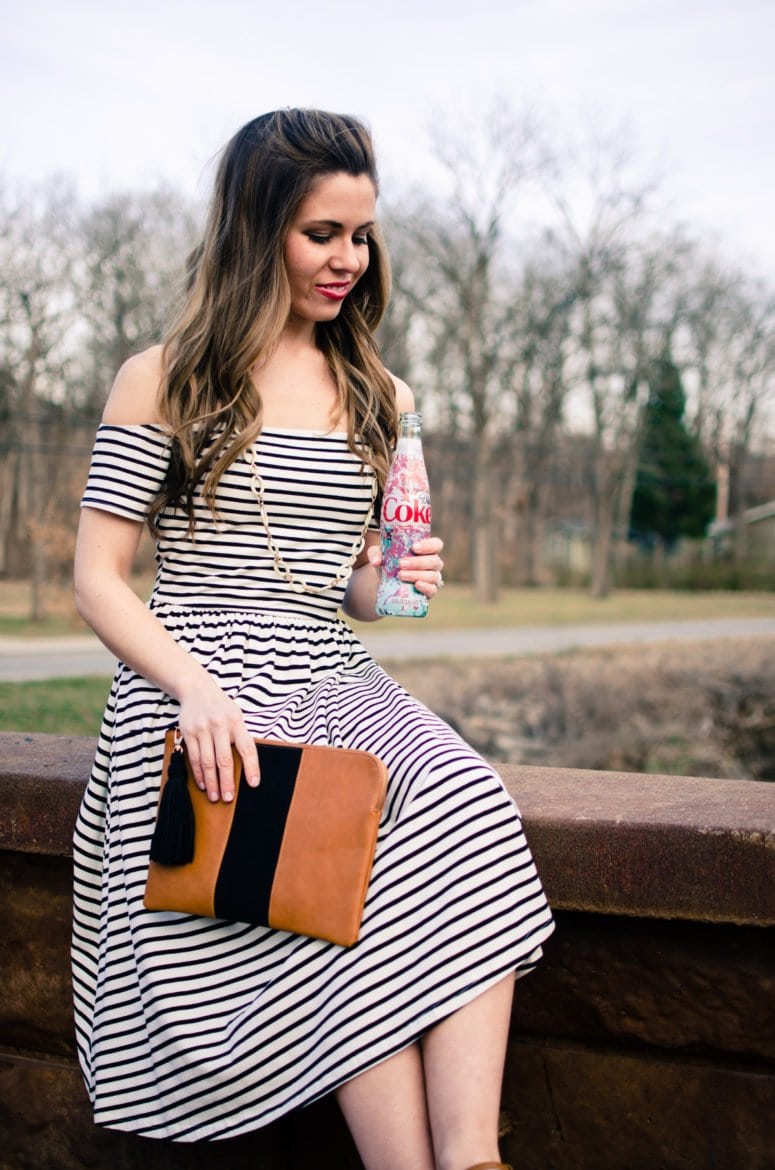 The perfect striped dress to freshen up my wardrobe for spring featuring Diet Coke and pieces from the Who What Wear collection at Target. #sponsored #MyUnique4