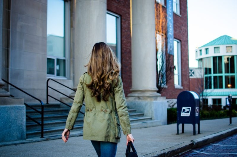 My green anorak jacket is one of my favorite spring closet staples. It goes with so much and can easily be dressed up or down.