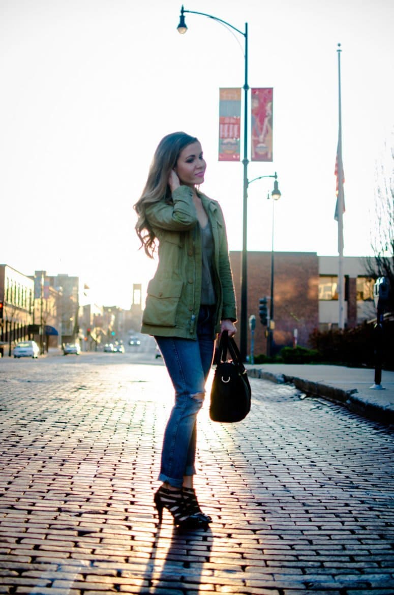 My green anorak jacket is one of my favorite spring closet staples. It goes with so much and can easily be dressed up or down. 