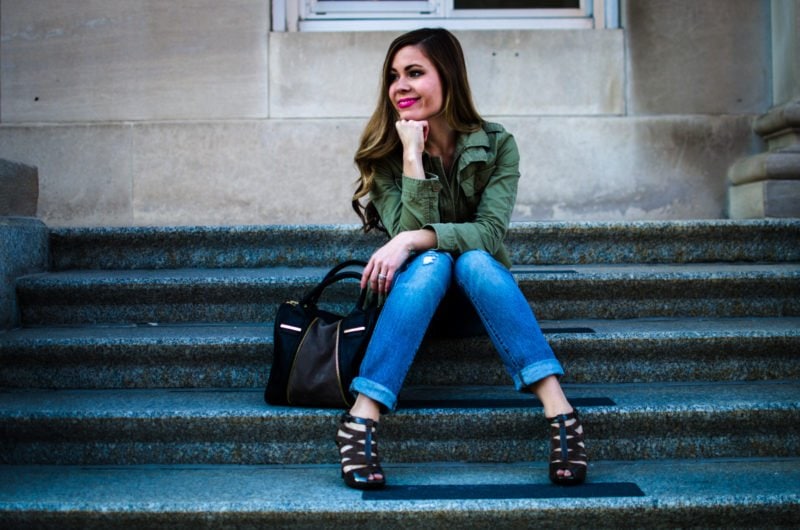 My green anorak jacket is one of my favorite spring closet staples. It goes with so much and can easily be dressed up or down.