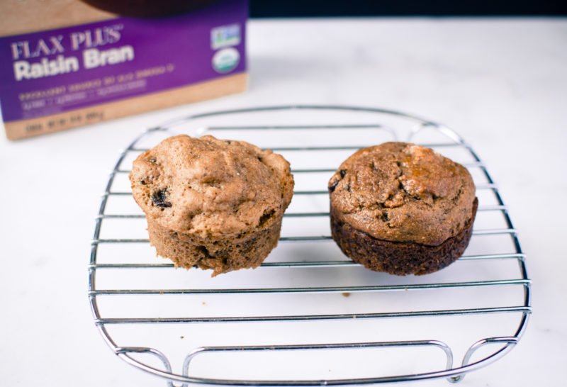 An example of muffins baked in the microwave vs. oven to show texture. 