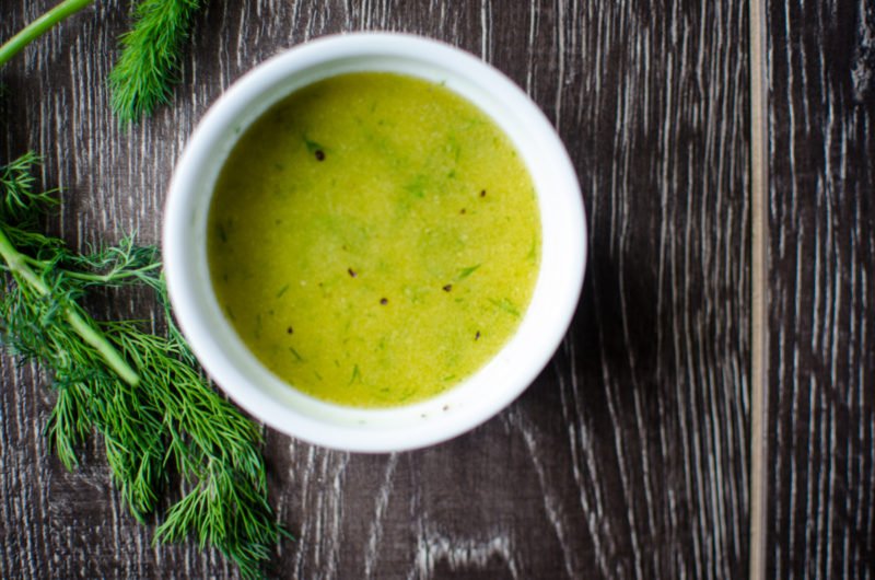 A bright and citrusy vinaigrette of fresh lemon, dill and Dijon pairs perfectly with spring garden veggies in this easy-to-make dressing.