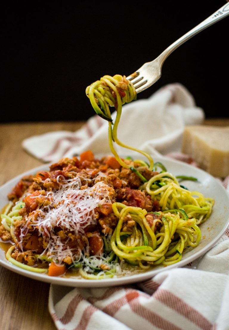 Zucchini Noodles with Chicken Bolognese Sweet Cayenne