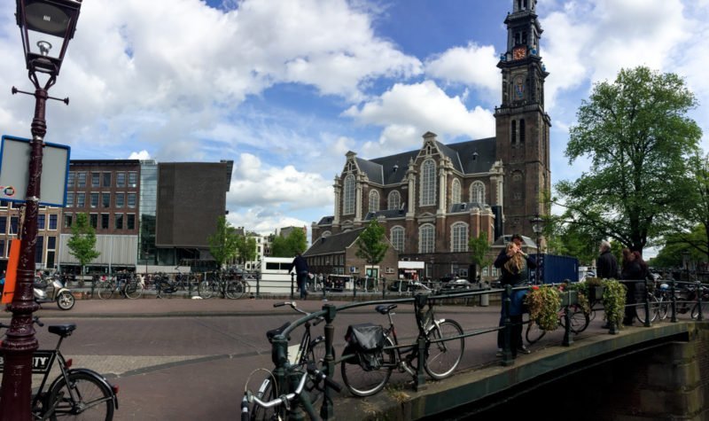 Panoramic shot of the Anne Frank House in Amsterdam