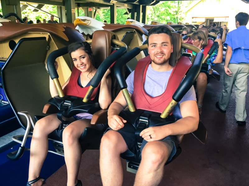 Getting ready to ride the Wild Eagle coaster at Dollywood