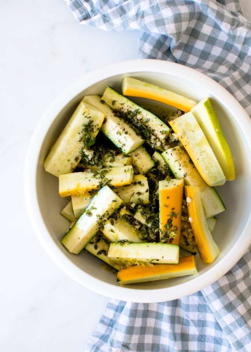 This recipe for Greek-Style Roasted Zucchini with Feta is a simple side dish that highlights summer produce and fresh herbs!