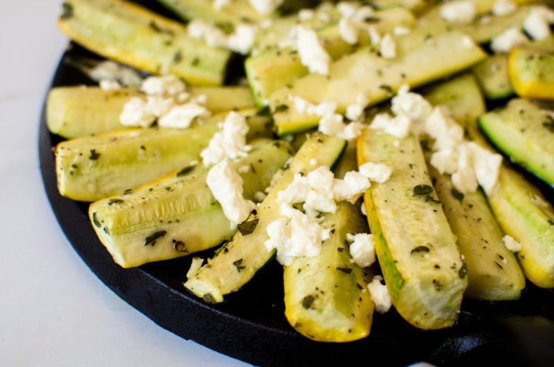 This recipe for Greek-Style Roasted Zucchini with Feta is a simple side dish that highlights summer produce and fresh herbs!
