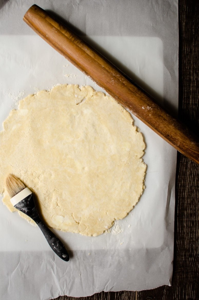 Rolled out pie dough.