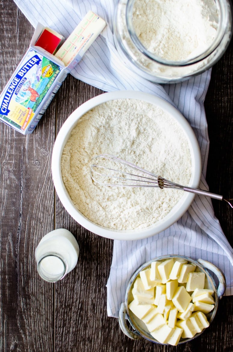 Pie dough ingredients.