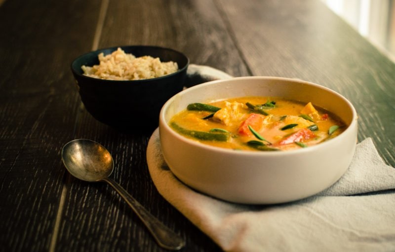 This hearty and flavorful recipe for Pumpkin Curry with Chicken merges seasonal fall color with bold Thai flavor to warm you from the inside out!