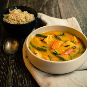 This hearty and flavorful recipe for Pumpkin Curry with Chicken merges seasonal fall color with bold Thai flavor to warm you from the inside out!