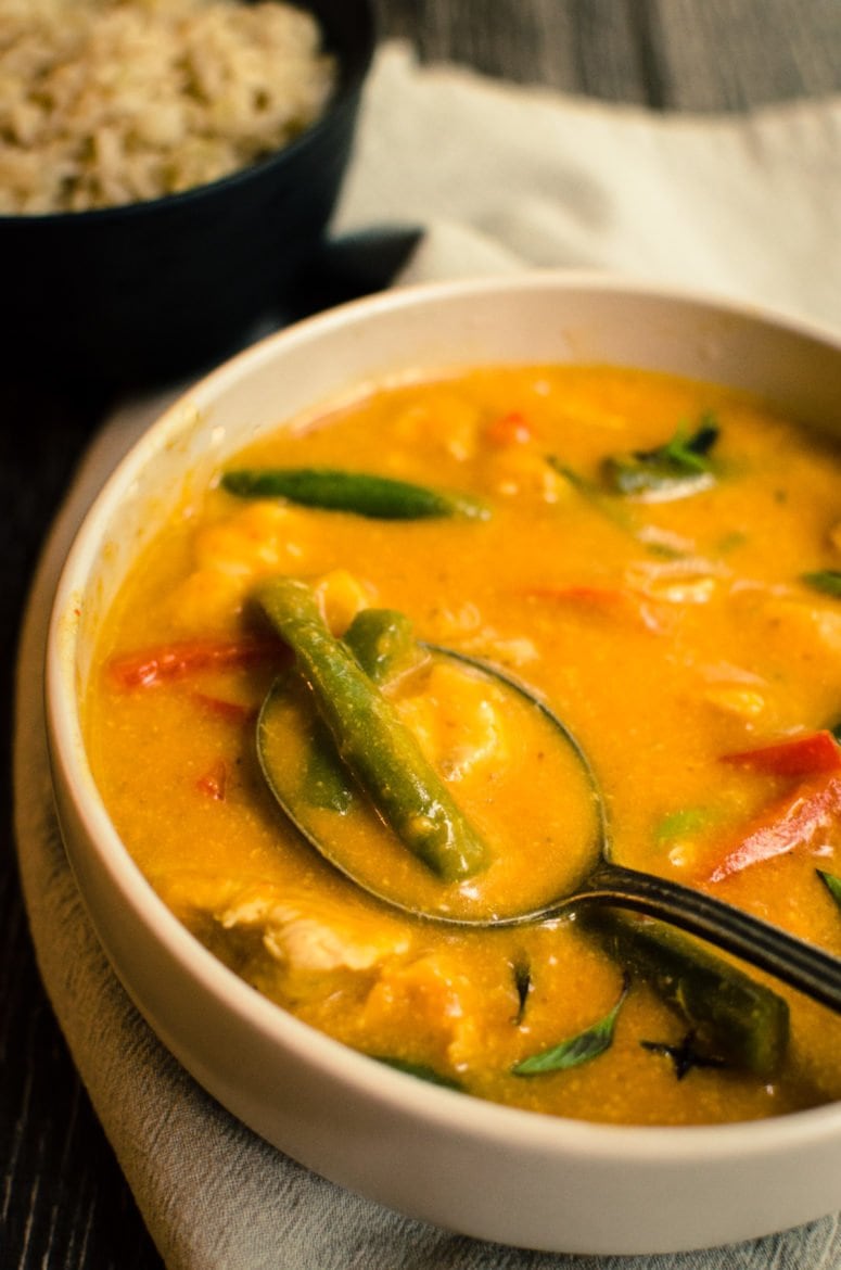 This hearty and flavorful recipe for Pumpkin Curry with Chicken merges seasonal fall color with bold Thai flavor to warm you from the inside out!