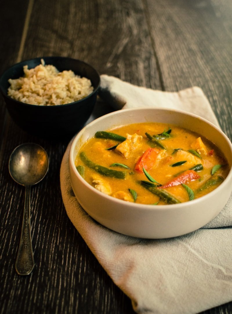 This hearty and flavorful recipe for Pumpkin Curry with Chicken merges seasonal fall color with bold Thai flavor to warm you from the inside out!