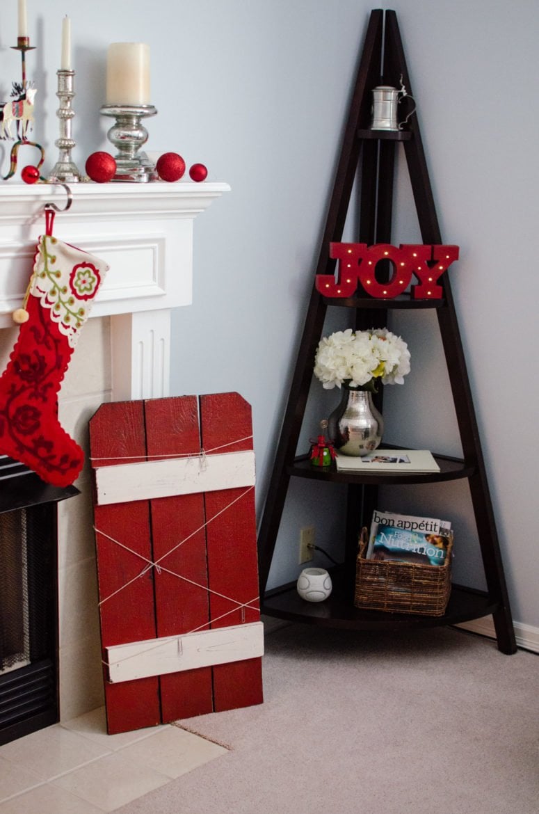 My TV room includes more casual and brightly colored Christmas decor