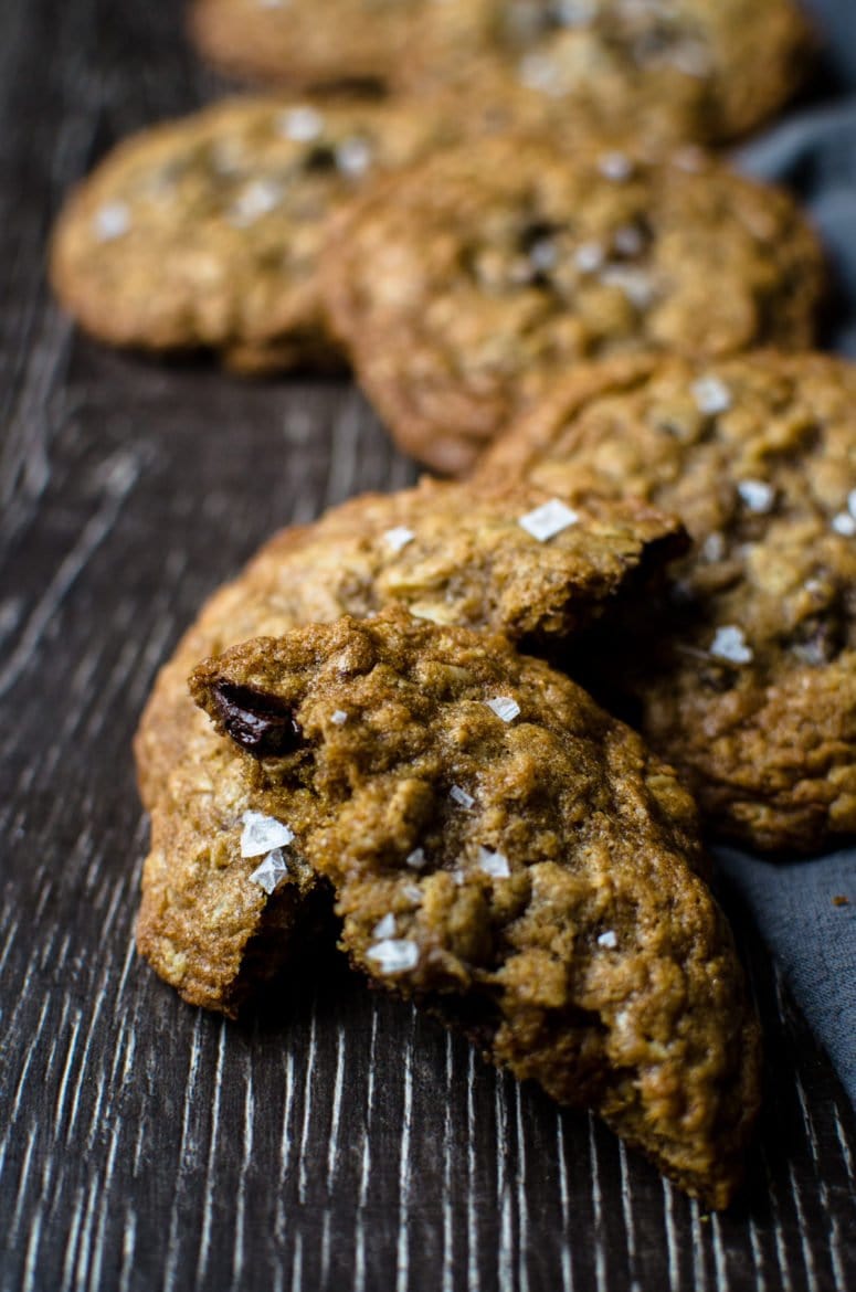 A cookie broken in half.