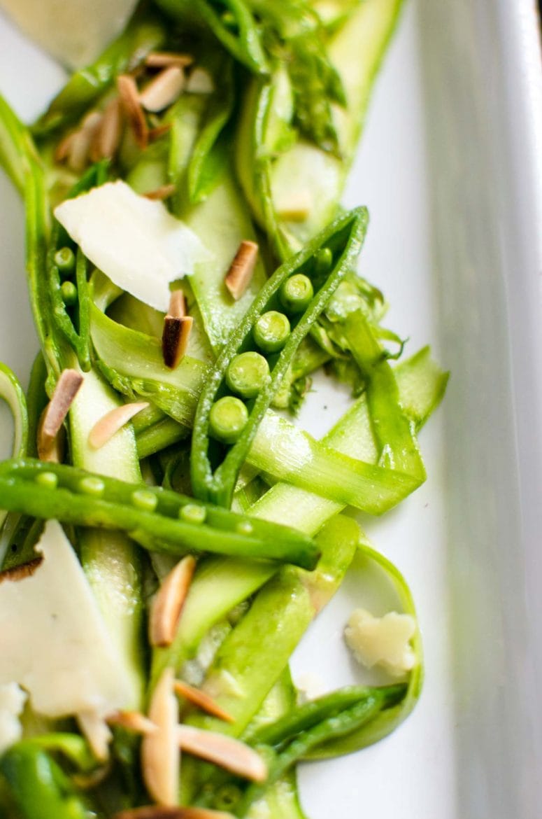 Close up of asparagus salad.