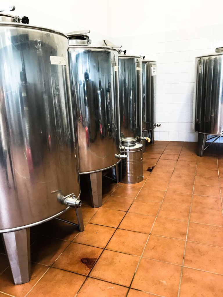 Large steel vats for aging of balsamic vinegar. 