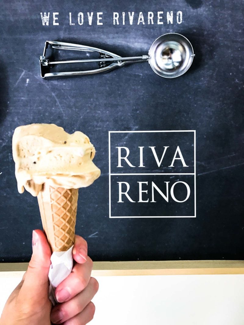 Riva Reno Gelato shop with piccolo cono (small cone).