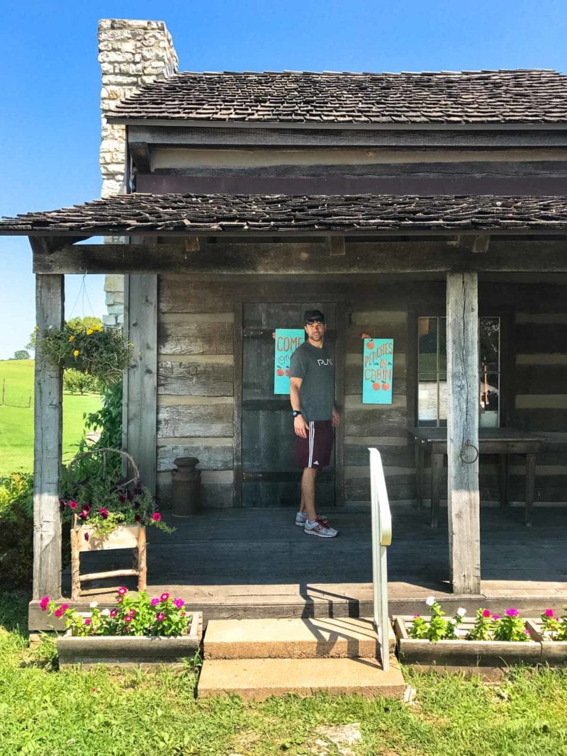 Log cabin at peach farm.