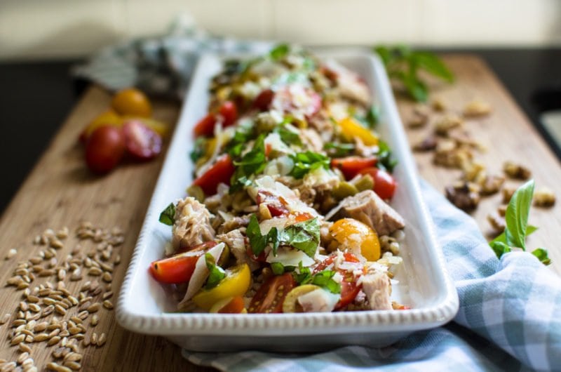 A tray of superfood tuna salad.