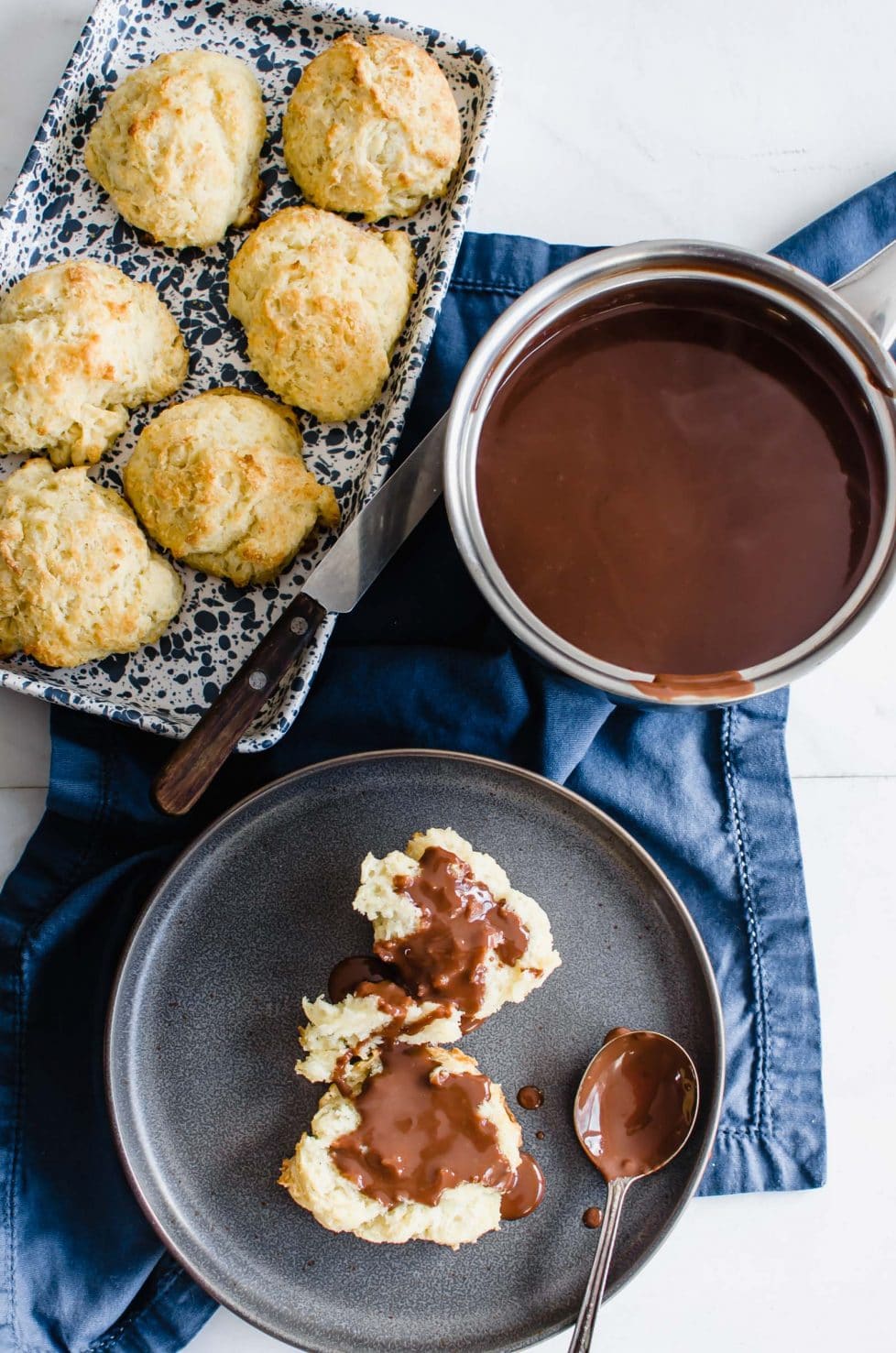 This recipe for Smooth and Silky Chocolate Gravy with Buttermilk Drop Biscuits is an old-fashioned, Southern breakfast dish that is perfect to serve for Valentine's Day or on a cozy winter morning!