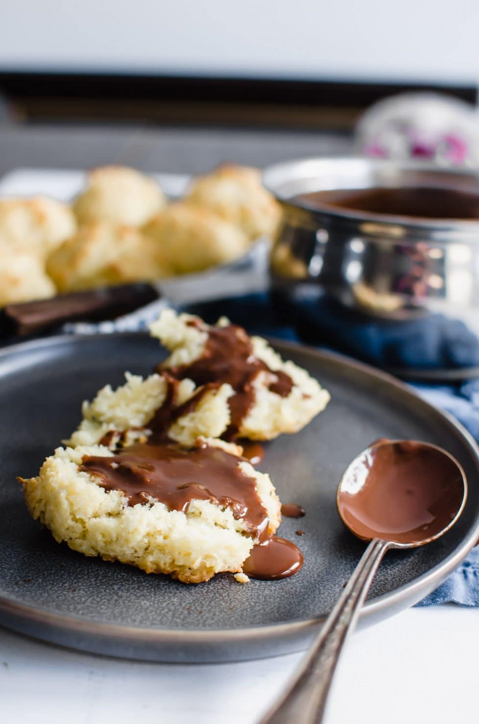 Smooth and Silky Chocolate Gravy with Buttermilk Drop Biscuits