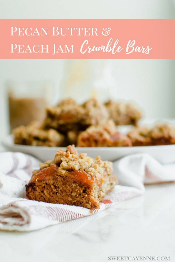 Pecan Butter and Peach Jam Crumble Bar {The BEST Cookie Bar Recipe!)