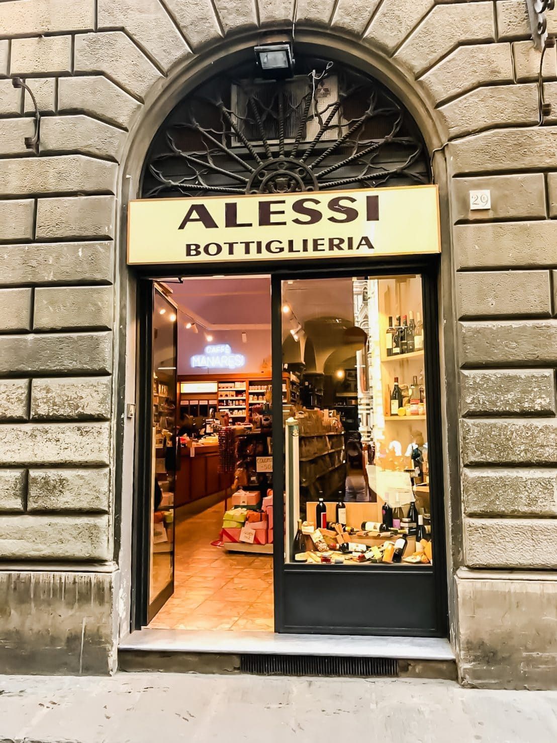 A shot of the store opening for enoteca Alessi in Florence, Italy.