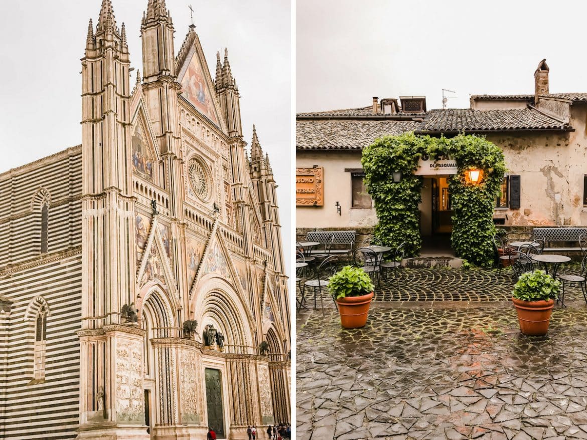 A photo collage of the cathedral in Orvieto. 