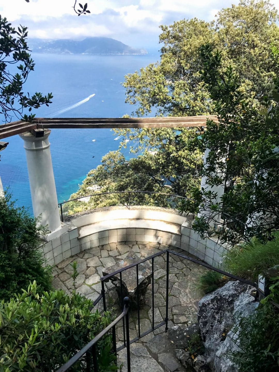 A Capri garden looking down on the Mediterranean sea. 