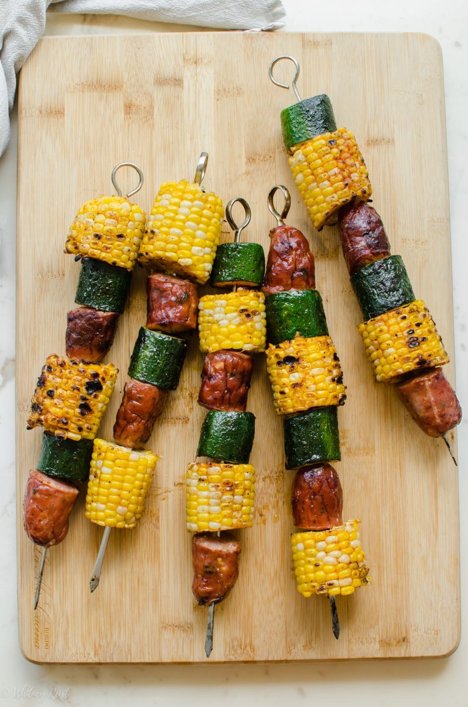 Grilled Sausage, Zucchini and Corn Kabobs