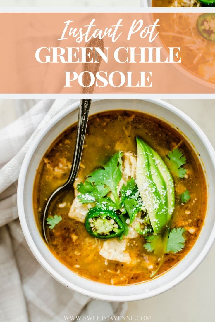 Pinterest hero image with text for posole verde