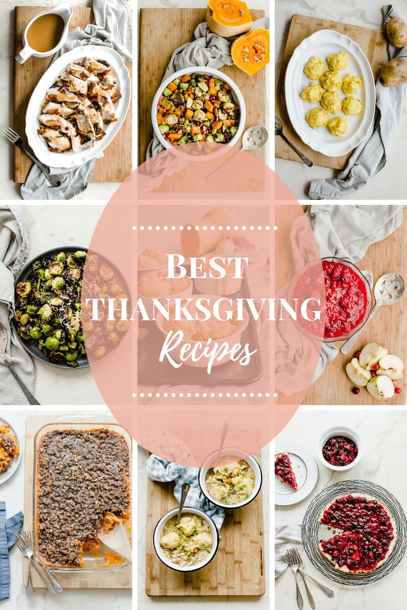 A collage of images for a Thanksgiving recipe collection. 